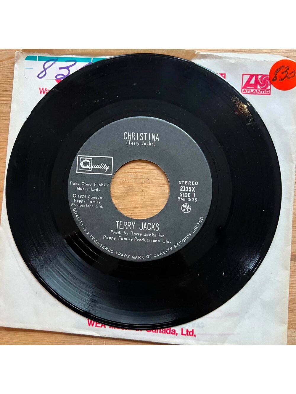 Terry Jacks - Christina/The Feeling that we've Lost 45rpm VG+ R10